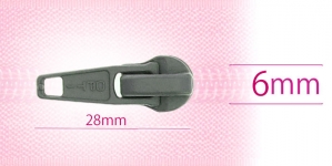 6 mm coil, spiral zipper slider, for flat coil, steel gray