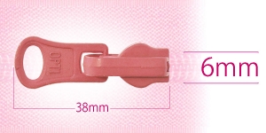 6 mm coil, spiral zipper revers type slider, for flat coil, color: dark pink