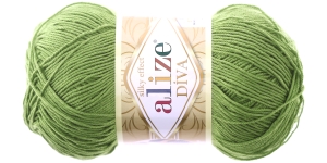 Diva Silk Effect Yarn; Colour 210 (Moss Green), Alize