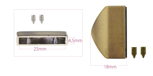 Screw-fastened metal belt end fo rbelt width 25mm, plating: old brass