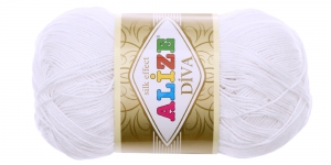 Diva Silk Effect Yarn; Colour 55 (White), Alize