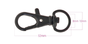 Karabiinhaak 32 x 13 mm, auk ø9 mm, pinnatud: siidmatt must