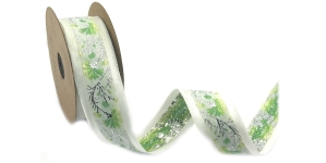 Лента декоративная, цвет Green-White
