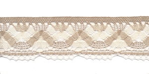 Puuvillane pits laiusega 5,5 cm, linabeež valgega