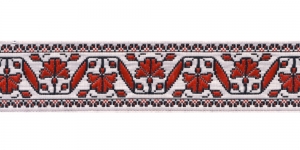  Stiliseeritud õiemustriga kaunistuspael 35mm, Art.35986FC, värv puna-valge