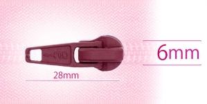 6 mm coil, spiral zipper slider, for flat coil, wine red