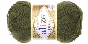  Diva Silk Effect Yarn; Colour 273 (Olive), Alize