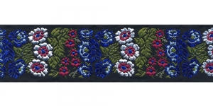  Mustal taustal lillemustriga kaunistuspael 50 mm, Art. 50097FC, värv V4 lillad-valged õied