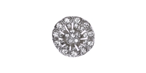 Hõbedane, läbipaistva värvitu klaaskristalliga metallnööp, 20mm, 32L