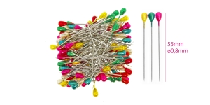 Plastic Teardrop Head Pins, long and decorative, ~100 pcs