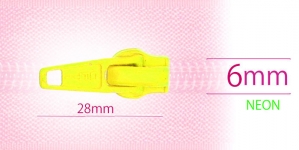 6 mm coil, spiral zipper slider, for flat coil, neon yellow