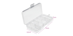 Storage box , plastic (PP), 10 compartments, 13 x 6,3 x 2 cm
