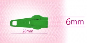 6 mm coil, spiral zipper slider, for flat coil, clear green
