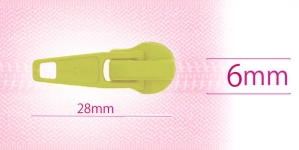 6 mm coil, spiral zipper slider, for flat coil, light spring green