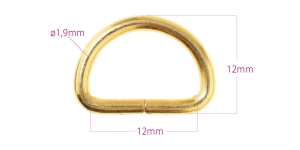 D-ring, half ring 12 mm x 17 mm for belt (10-)12 mm, plating: nickel
