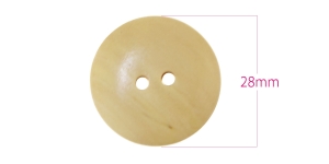 Wooden Button, 2 holes, ø28 mm x 5 mm (button size: 44L): color: birchwood