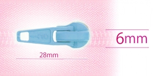 6 mm coil, spiral zipper slider, for flat coil, light blue