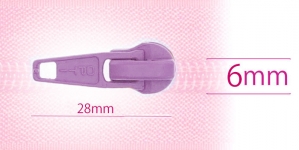 6 mm coil, spiral zipper slider, for flat coil, pastel violet