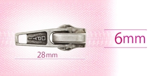 6 mm coil, spiral zipper slider, for flat coil, coating: old silver