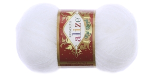 Imepeenike mohäärisisaldusega lõng Alize Kid Royal Mohair 50g, värv 55 valge