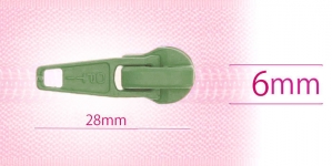 6 mm coil, spiral zipper slider, for flat coil, greenish gray