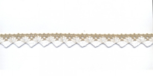 Puuvillane pits 1057-N1 laiusega 2 cm, värv linabeež valgega 