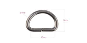 Прочное D-образное кольцо, Полукольцо, 25 мм, отделка: gunmetal