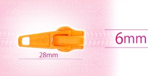 6 mm coil, spiral zipper slider, for flat coil, light orange