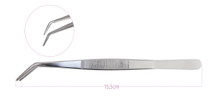 Bent Tip Strong Serrated Tweezers, 15,5 cm