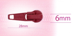 6 mm coil, spiral zipper slider, for flat coil, dark red