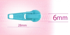 6 mm coil, spiral zipper slider, for flat coil, light bright blue