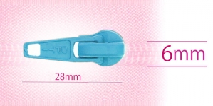 6 mm coil, spiral zipper slider, for flat coil, light bright blue