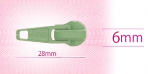 6 mm coil, spiral zipper slider, for flat coil, light grayish green