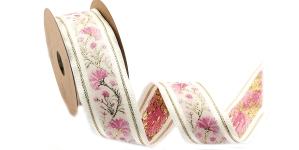 Лента декоративная, цвет Pink-White