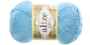 Diva Silk Effect Yarn; Colour 346 (Light Blue), Alize