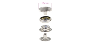 Press Buttons o-spring, brass made, shiny nickel plating, ø15 mm, 1 pcs