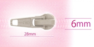 6 mm coil, spiral zipper slider, for flat coil, light warm gray