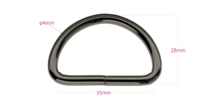 Полукольцо, D-образное кольцо, 35 мм, отделка: Глянцевый темно-серый