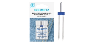 Twin Jeans Needle for Home Sewing Machines, Schmetz 4,0 mm, No.100