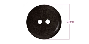 Wooden Button, 2 holes, ø18 mm x 4 mm (button size: 28L): color: black