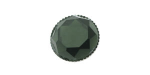 Mustjasroheline, hõbedase ümbrise ja kannaga metallnööp, 15mm, 24L