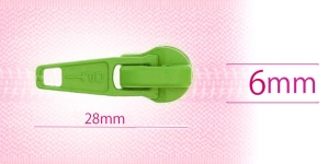 6 mm coil, spiral zipper slider, for flat coil, light green