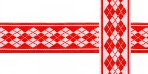 AB113 Rombimustriga kaunistuspael 25mm / Art.25751 / värv punane valgega /jacquard/ribbon/trims/koristenauha/Лента декоративная