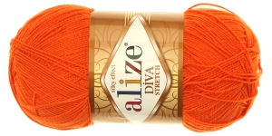 Pehme elastaani sisaldav lõng Diva Silk Effect Stretch; Värv 407 (Oranž), Alize