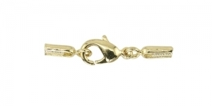 Karabiinhaak otstega traadile, Kullatud, Gold plated E-Z Crimps, Lobster Crimp Jewellery Clasp, 25mm, 315A-111