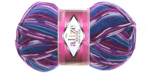 Polüamiidisisaldusega villane sokilõng; Värv 4412 (Sinakas-lillakates toonides), Alize