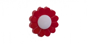 SD218 Nööp lilleõis Pastic Button ø15 mm, suurus: 24L punane