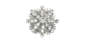 Hõbedane, läbipaistva värvitu klaaskristalliga metallnööp, 30mm, 48L