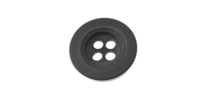 Must, matt, nelja auguga plastiknööp, 15mm, 24L
