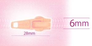 6 mm coil, spiral zipper slider, for flat coil, very light pink